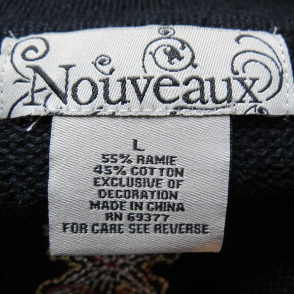 Nouveaux Women's Christmas Sweater Black Zip Ornaments Holiday Size Large - Picture 9 of 10